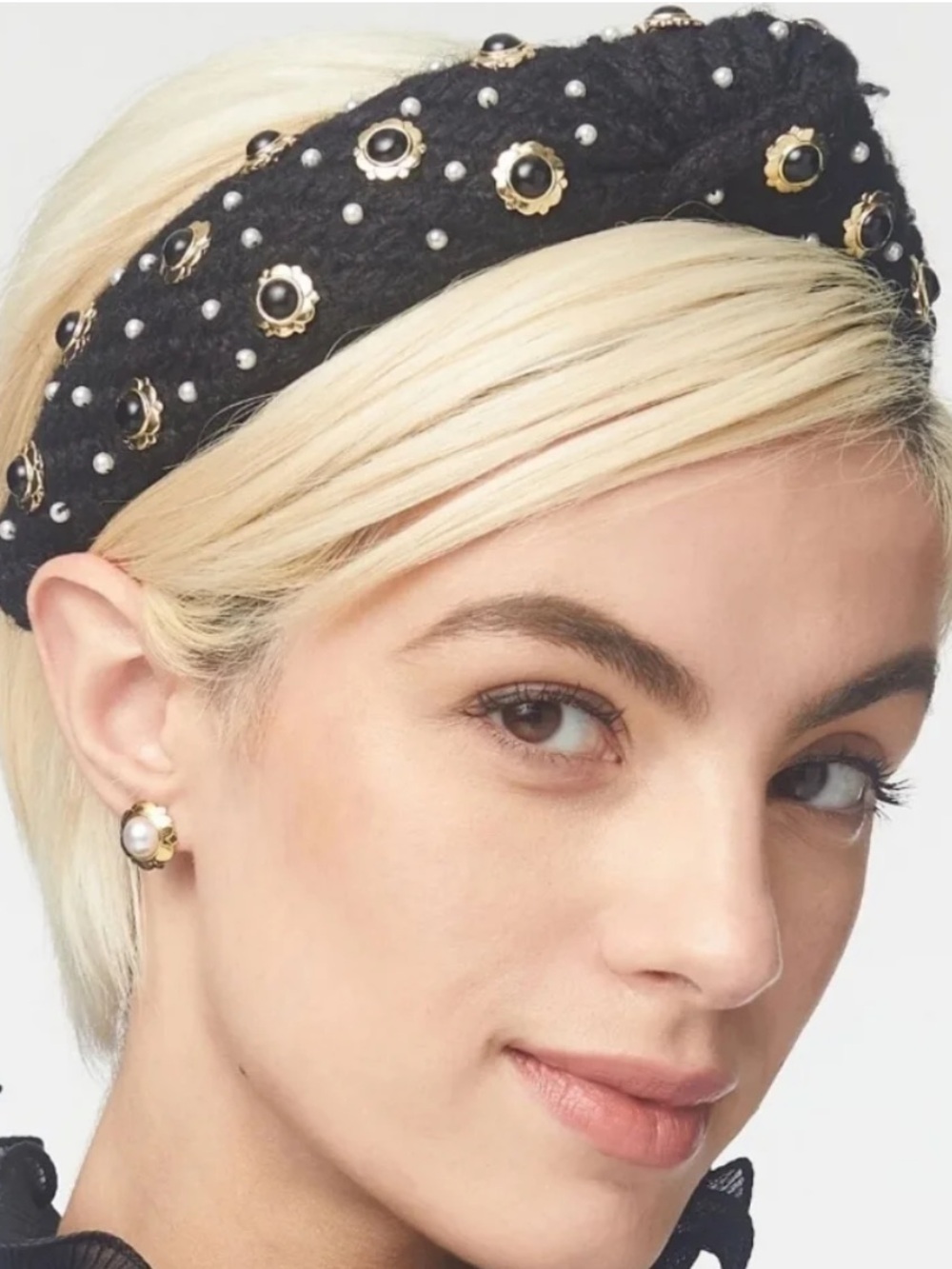 Lele Sadoughi Eva Cabochon Knotted Headband Jet